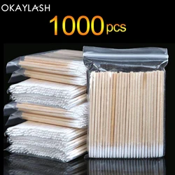 1000pcs Wholesale Disposable Wooden Micro Cotton Bud Swabs Lint Free Eyelash Extension Glue Removing Tools Makeup Mini Brush