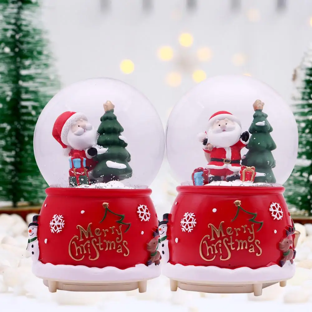 Christmas Snow Globe เรืองแสงงานฝีมือแก้วหิมะโลกจอแสดงผลฝีมือดีเป็นมิตรกับสิ่งแวดล้อม3D การ์ตูนคริสต์มาสเครื่องประดับ