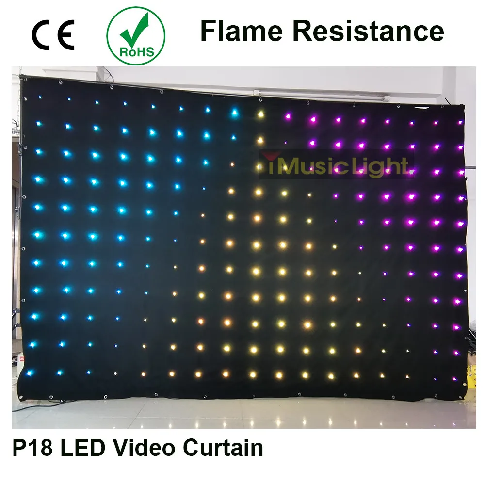 P18 2M X 3M 80 Animated รูปแบบ187Pcs LEDs Motion ผ้าม่าน LED RGB Tri LED Star ผ้าผ้าม่าน