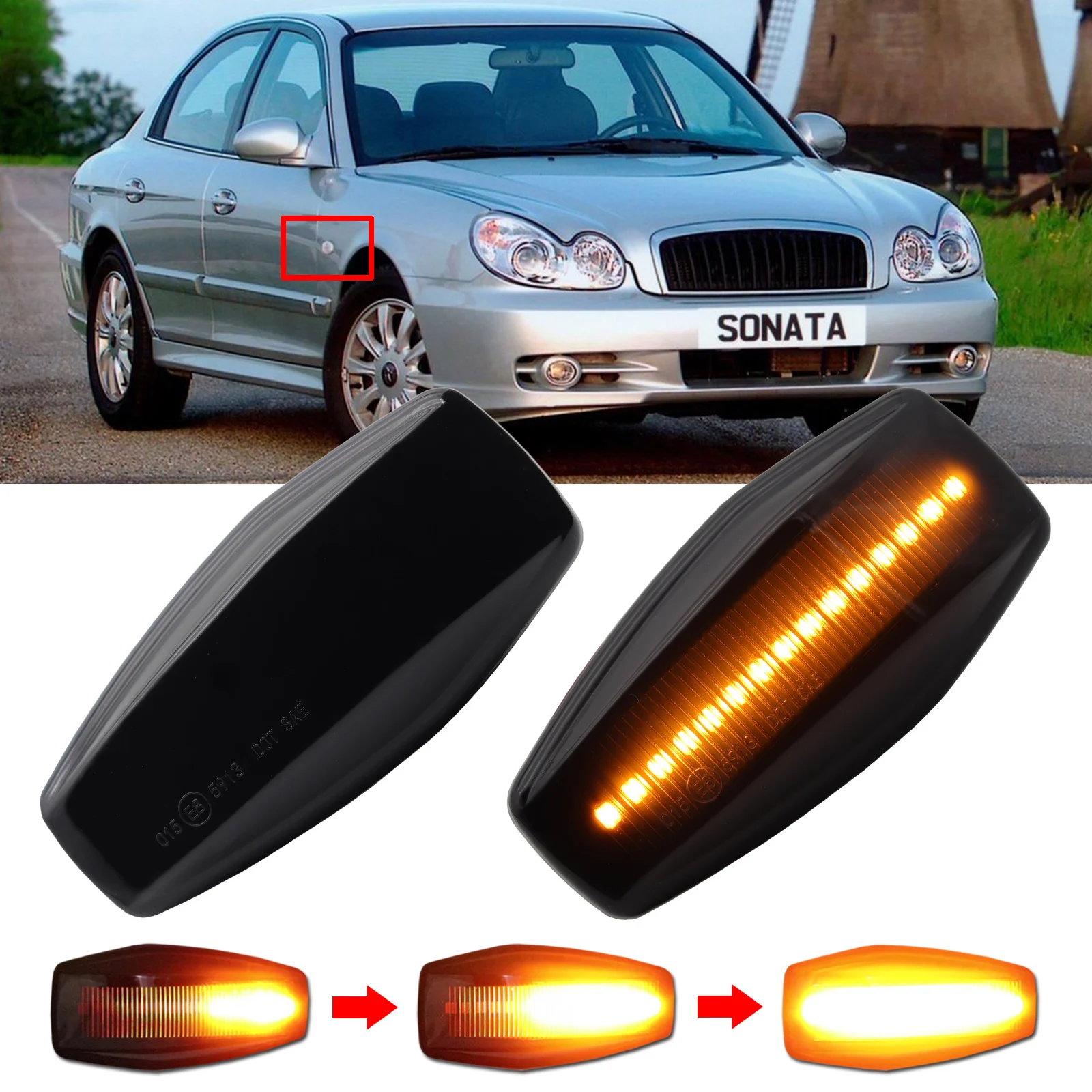 

2x LED Dynamic Side Marker Turn Signal Light Flowing Blinker Lamp For Hyundai i10 Elantra Sonata Tucson Coupe Trajet Accent Getz