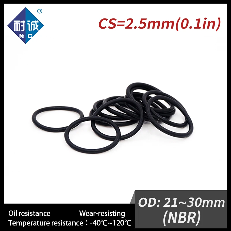 10PCS/Lot Rubber Black NBR Thickness CS2.5 OD21/22/23/24/25/26/27/28/29/30*2.5mm O Ring Gasket Oil Resistant Waterproof.-.
