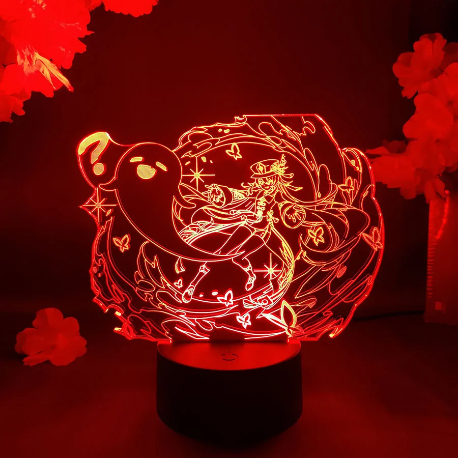 Genshin Impact Night Light 3D Illusion Anime Lamp for Bedroom Decor LED Light Atmosphere Bedside Night Lamps Genshin Kids Gift