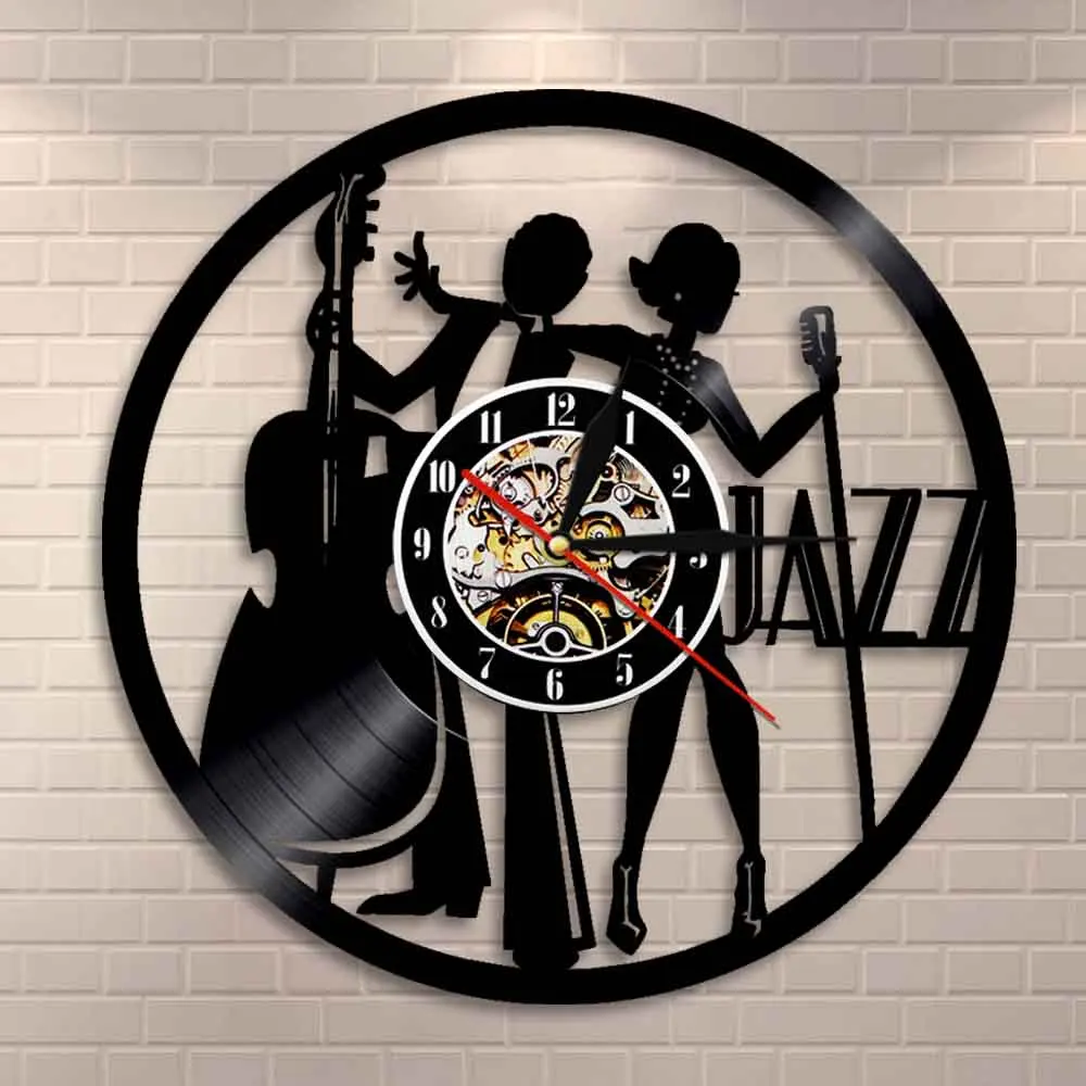 Melody Singer Performance Art Decor Wall Clock Jazz Rock Band Vinyl Record Wall Clock Music Room Wall Decor Gift For Jazz Lover