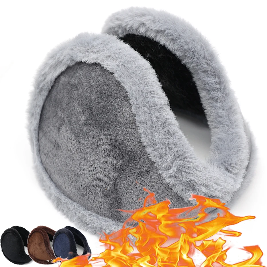 Thicken Velvet Earmuffs Winter Warm Outdoor Cycling Headphones Fleece Rabbit Fur Men Ear Cover Protector Plush Soft Ear Mask