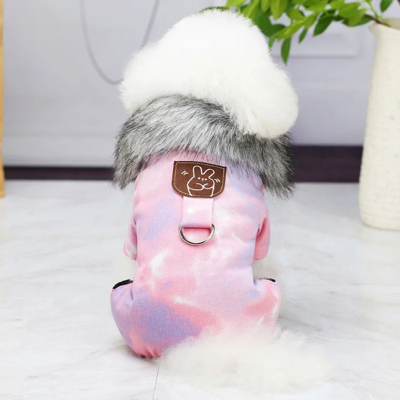 Winter Dog Jumpsuit four leg Warm Dog Clothes fur Collar Pet Outfit Puppy Costumes Small Dog Clothing Coat Jacket Overalls Pants