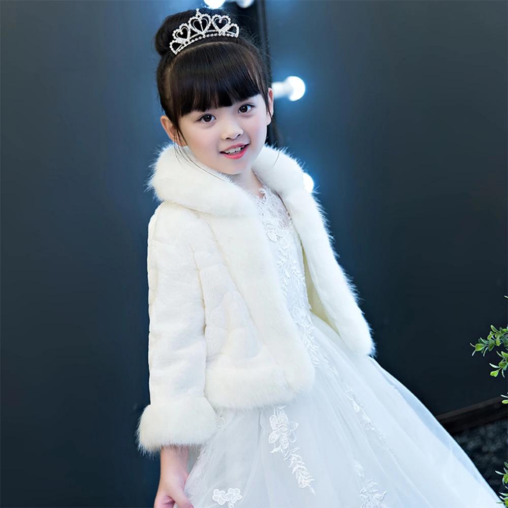 [Sale] เด็กฤดูหนาว WARM Faux FUR สั้นเสื้อสาว Thicken Shrug เด็ก Shawl Cape Bolero