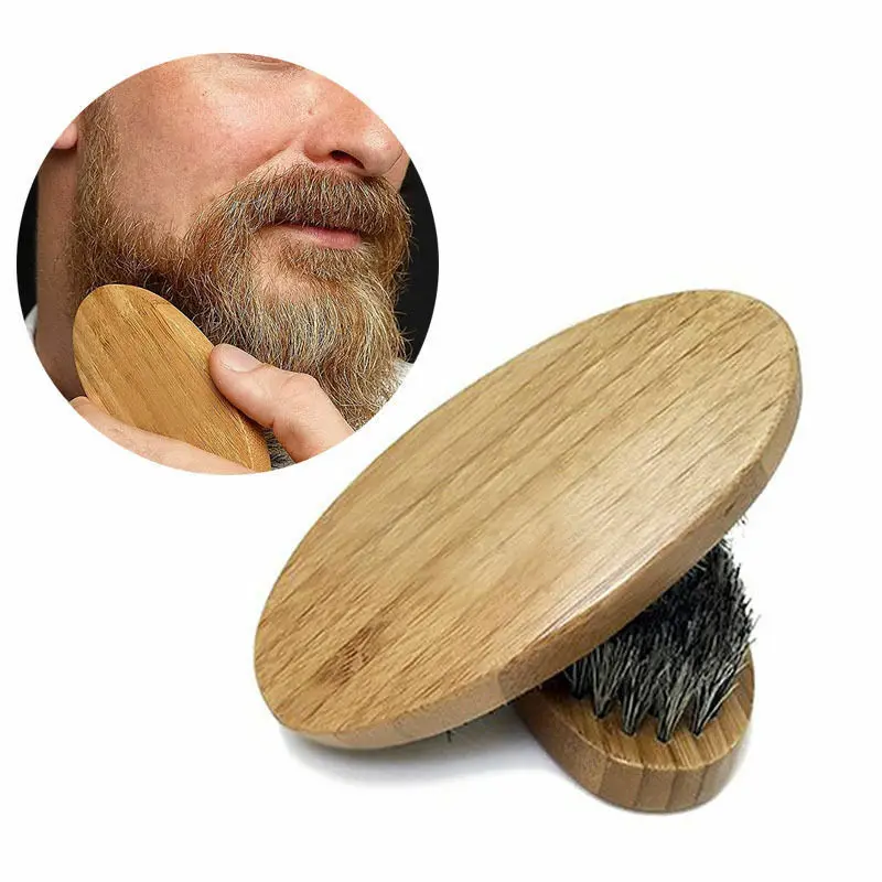 Men Boar Bristle Beard Mustache Combs Hair Brush Wood Handle Boar Mustache Styling Detangling Straightening For Beard Combs