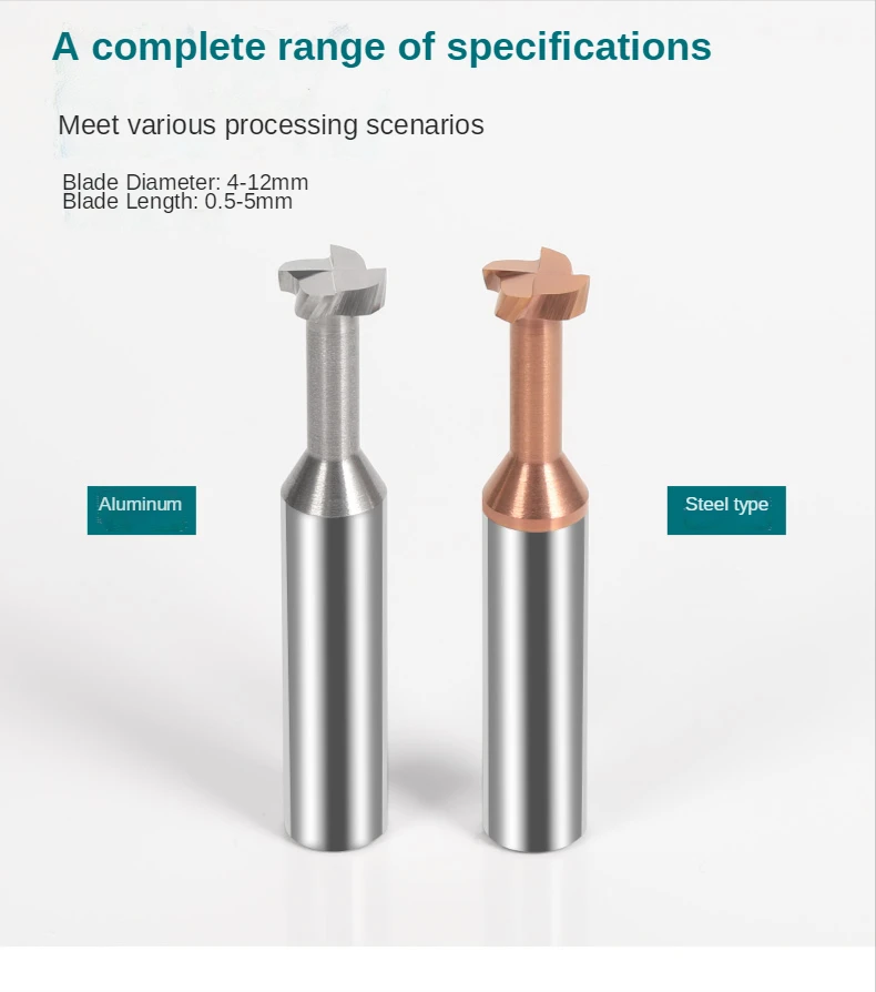 Swybb Hartmetall T Schlitz schneider Wolfram Stahl T-Schlitz Fräs werkzeug beschichtet CNC Bearbeitung Metall Stahl Aluminium Durchmesser 3 ~ 20mm – Detail 1