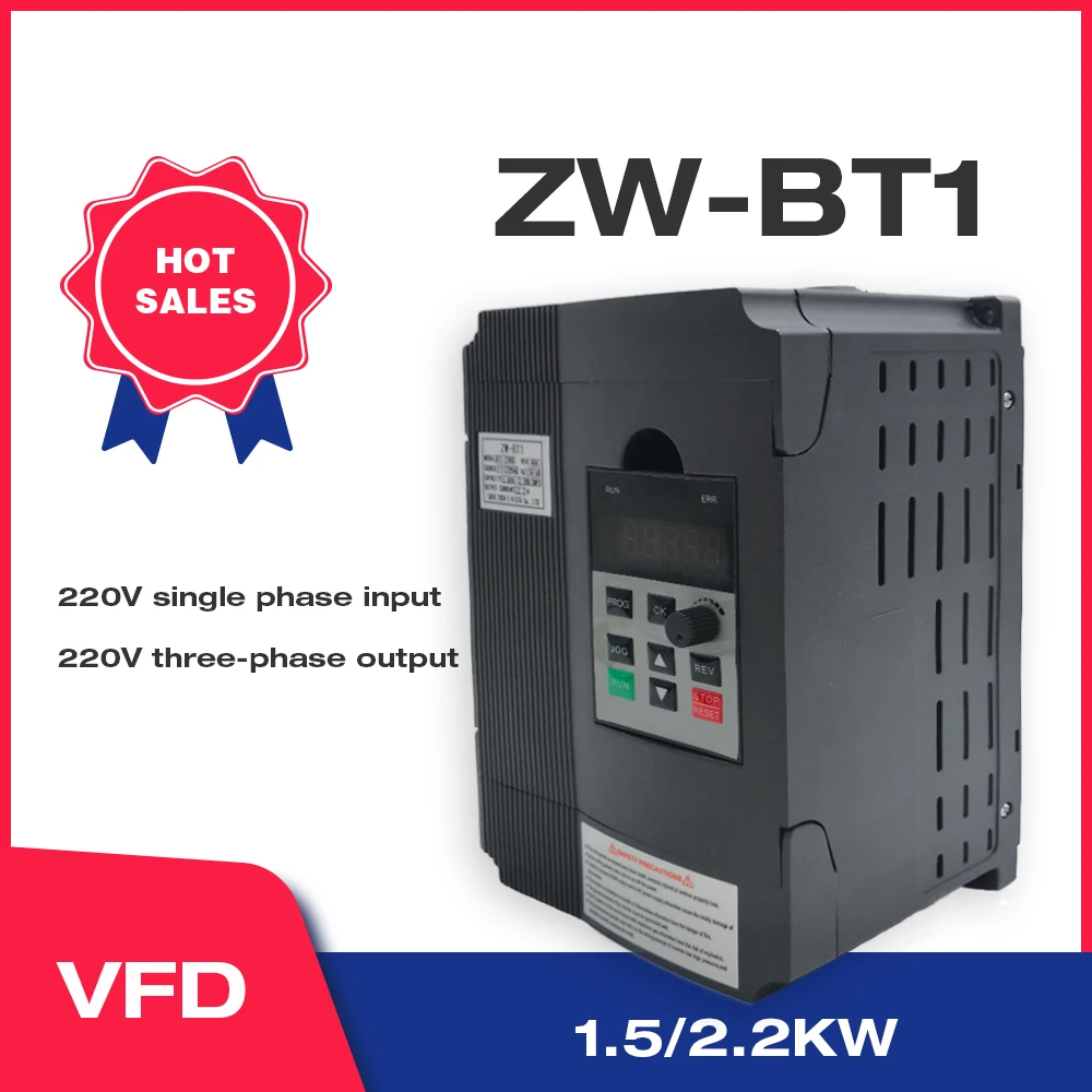 

VFD Converter 60hz to 50hz 1.5KW/2.2KW 220V IN and 220V 3P OUT Variable Frequency Inverter Drive Inverter ZW-BT1 Free-Shipping