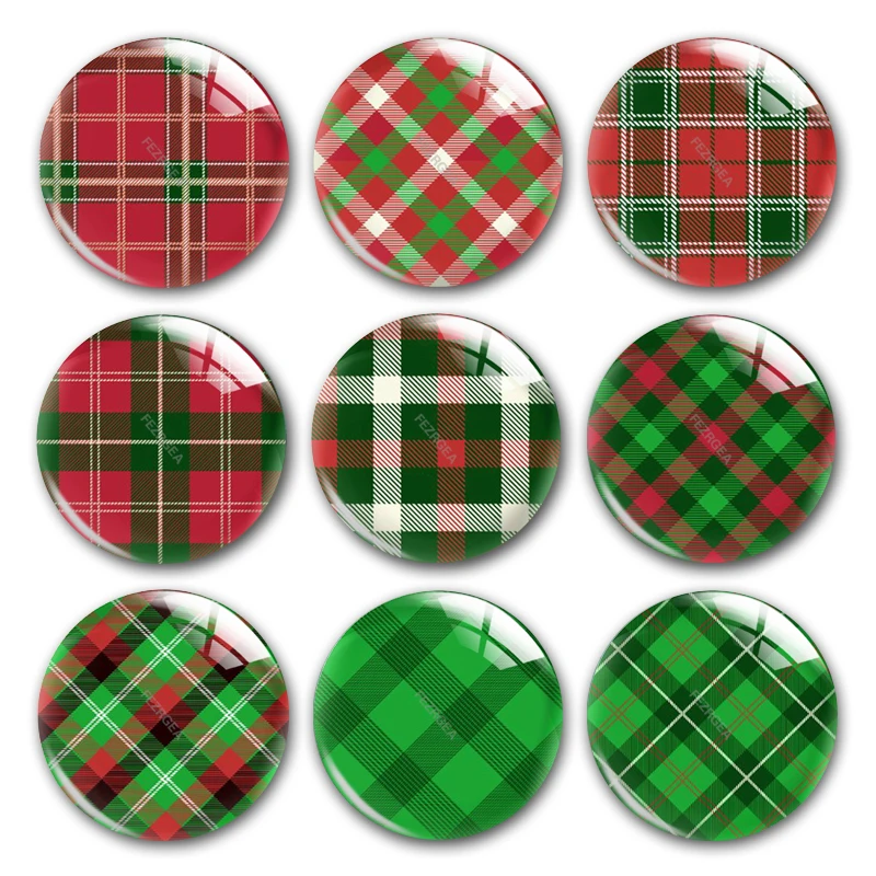 

Buffalo Plaid Renaissance Christmas Red Green Pattern Round Photo Glass Cabochon Demo Flat Back Making Findings Jewelry Supplies