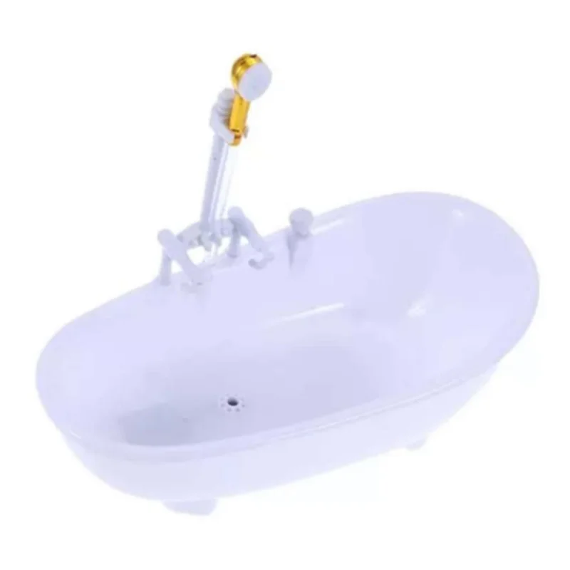 Kawaii Mini Bathtub Kids Toys Furniture Electric Bathroom Toilet Dollhouse Accessories For Barbie Girl Game DIY Birthday Present