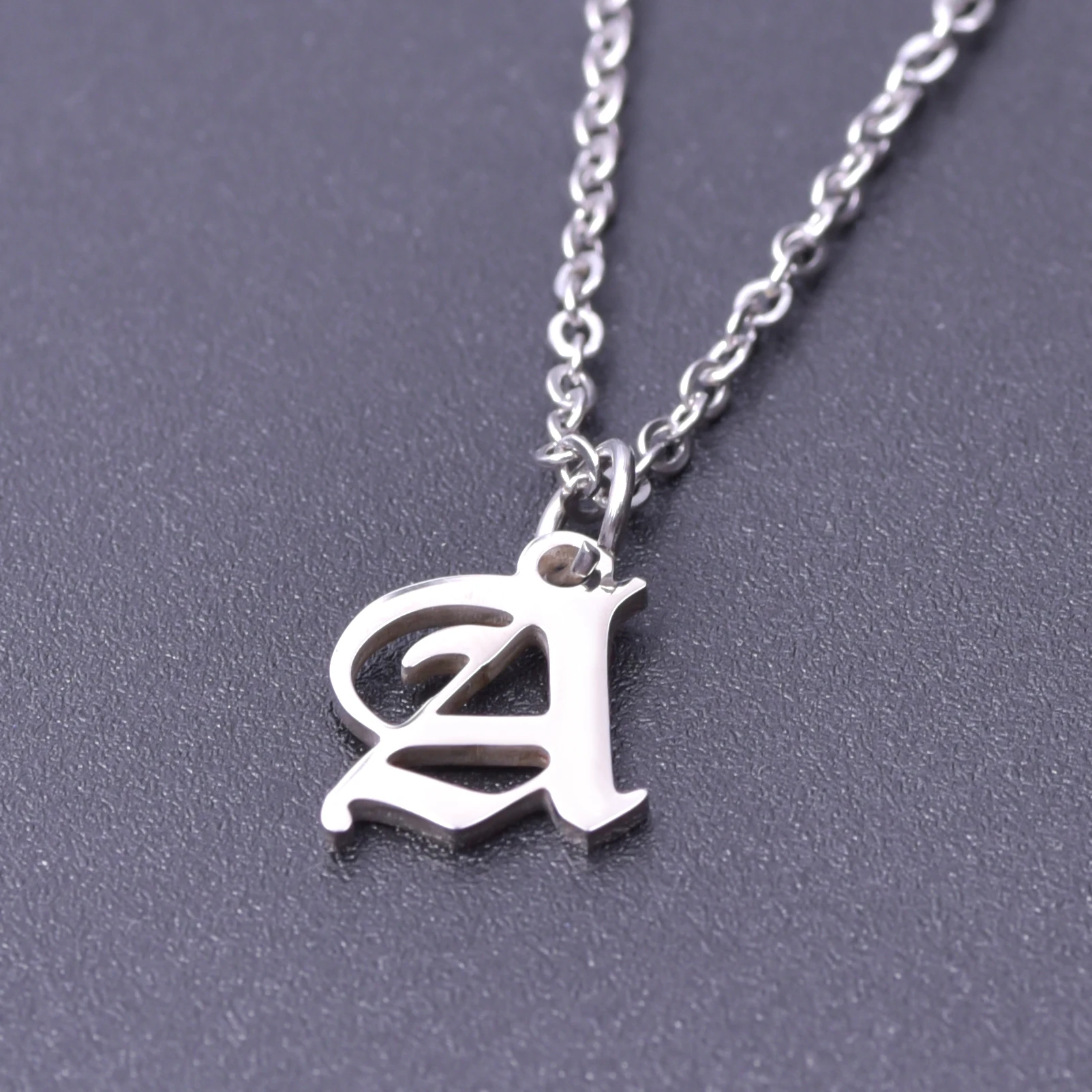 2pcs Stainless Steel Initial Necklace For Men Women Chain Old English Pendant 26 Letters Statement Necklaces Jewelry Couple Gift