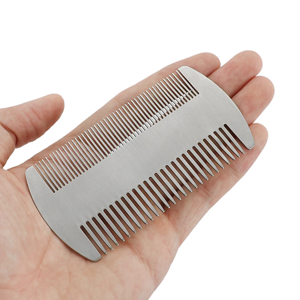 Metal Beard Comb Beauty Tool Mustache Comb with Fine & Coarse Teeth for Men Women Stainless Steel Hair Styling Accessories