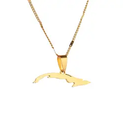 Stainless Steel Gold Color Cuba Map Necklaces For Women Map of Cuba Charm Jewelry
