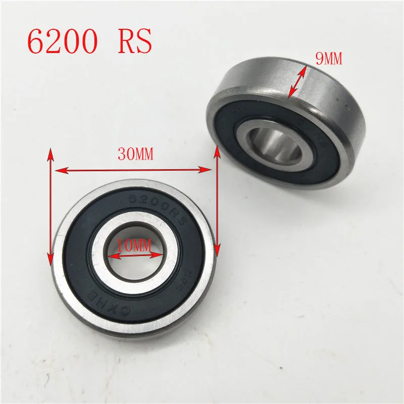2pcs Deep Groove Bearing  6200-2RS 10X30X9mm ABEC deep groove ball Bearings/Bike Bearings 6200 RS bicycle Bearing