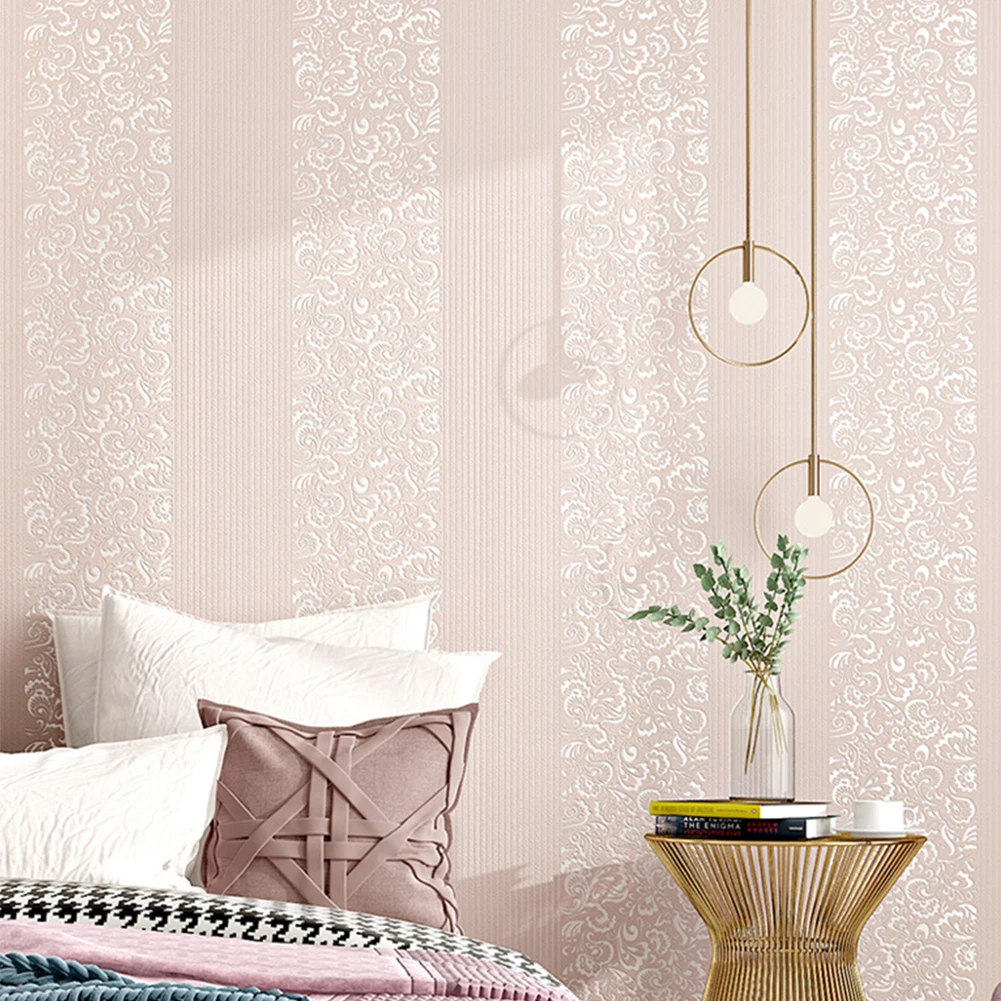 2020 New Luxury European Wallpaper 3d Embossed Damask Wall Paper Floral Living Room Bedroom Wall Mural Decal White Beige Grey