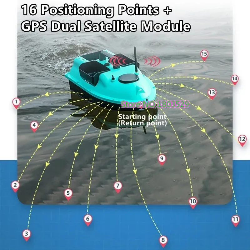 Update Profession RC GPS Fishing Bait Boat Fish Finder 2kg Bait Loading 500M 3 Hopper GPS Dual Position 16Pcs Point Nest VS V18