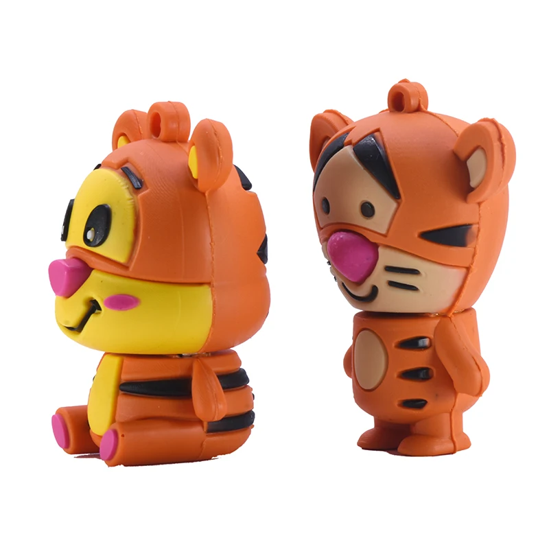 Unidad flash usb de tigre de dibujos animados, pendrive de 4GB, 8GB, 16GB, 32GB, 64GB, 128GB, 256GB, capacidad real