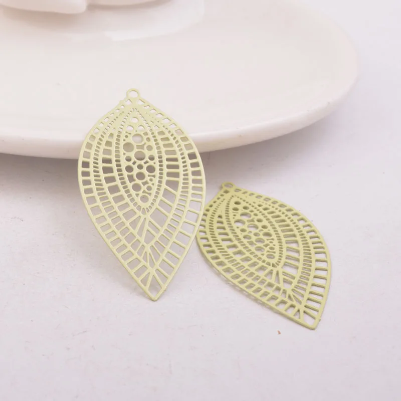 50 Stück AB5743 24*45mm Bohemia-Stil Blatt-Charm Messing-Anhänger-Basis DIY Schmuckverbinder – Detail 6