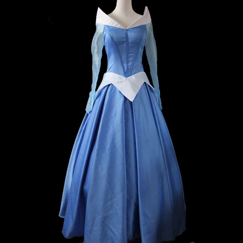 Movie Sleeping Princess Aurora Cosplay Costume Adult Women Stage Performce Blue Dress With Cape Halloween Christmas Party