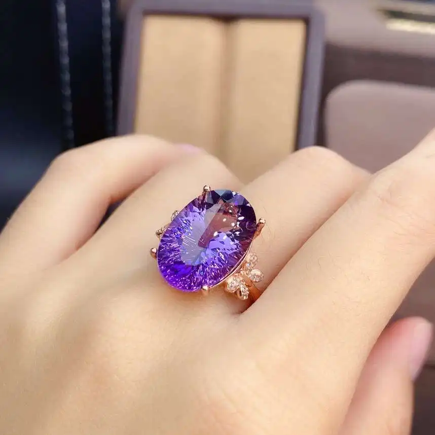 KJJEAXCMY fine jewelry 925 sterling silver inlaid natural Amethyst Girl's Ring Halloween Wedding Engagement Anniversary Gift
