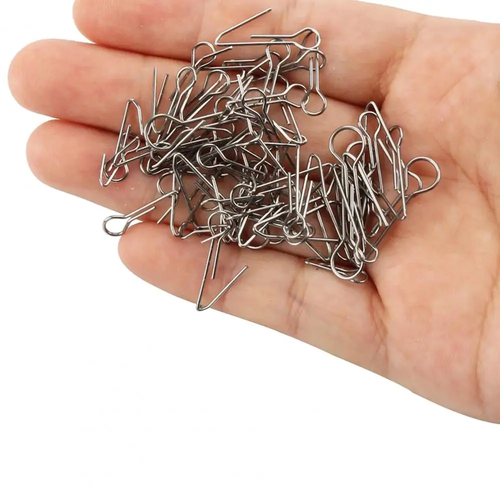 100Pcs Stainless Steel Fishing Connecting Pins Needle Fixed Lock Swivel Soft Lure Carp Fishing Bait Stinger Spike Hook Accessory