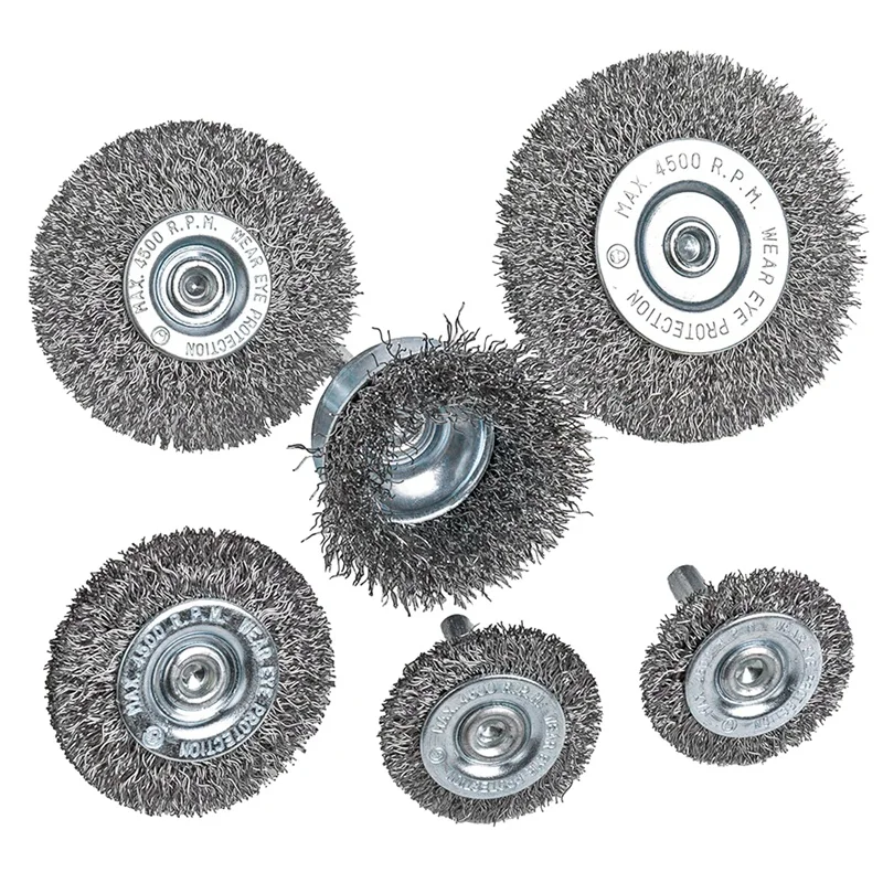 

6Piece Wire Wheel Cup Brush Set 0.0118In Coarse Crimped Steel 1/4In Round Shank for Drill Promotion