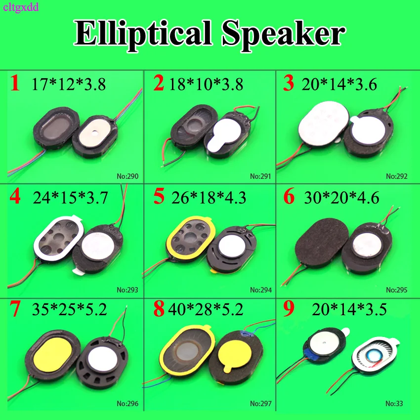2pcs 1W 8ohm 24x15 20x14 40mm Oval Ellipse Speaker Loudspeaker Round Horn 2 Wires Line Cable For LG N12 N70 X80 DIY Repair Parts