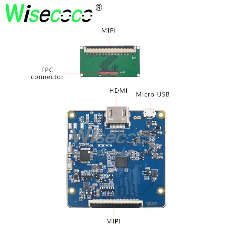 Wisecoco 3.4 Cal okrągły wyświetlacz 800x800 okrągły ekran LCD podwójny Panel MIPI 60Hz płyta sterownicza