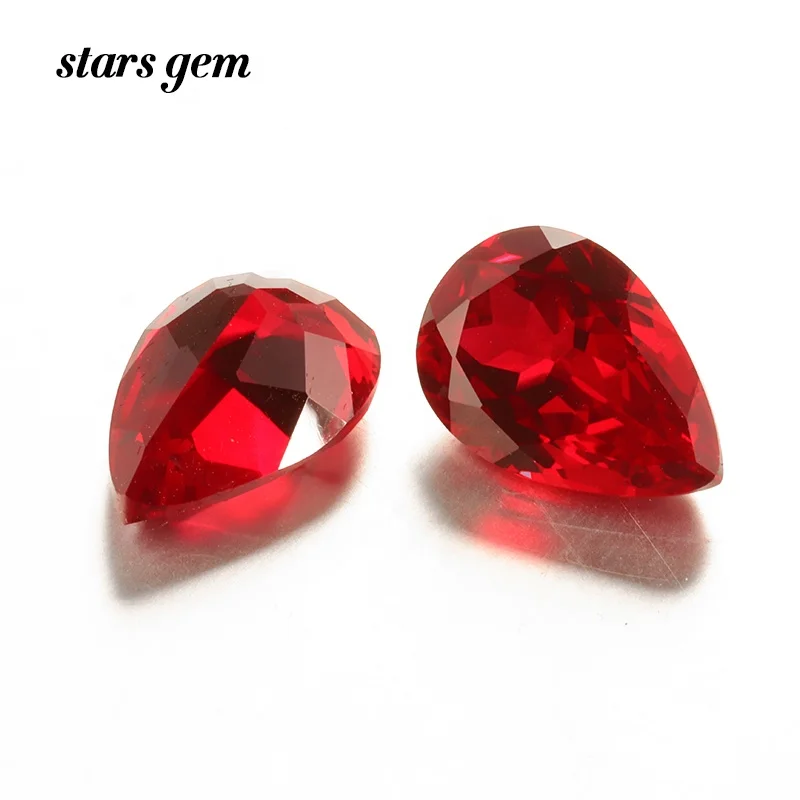 شكل الكمثرى 5x7mm-13x18mm مختبر نمت روبي الأحجار الكريمة لإعداد المجوهرات