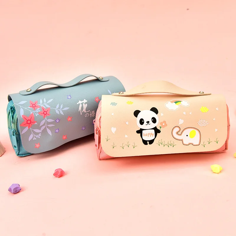 ♡Sakura ♡ʕ•ᴥ•ʔ＊ハンドメイド　ペンケース 女性用ペンケース,桜柄のポータブルレザーケース,カワイイスタイル