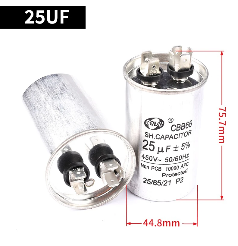 Imagem -05 - Capacitor do Motor da ca Compressor do Condicionador de ar Capacitor do Começo Cbb65 450vac 20uf 25uf 30uf 35uf 40uf 45uf 50uf 60uf 70uf