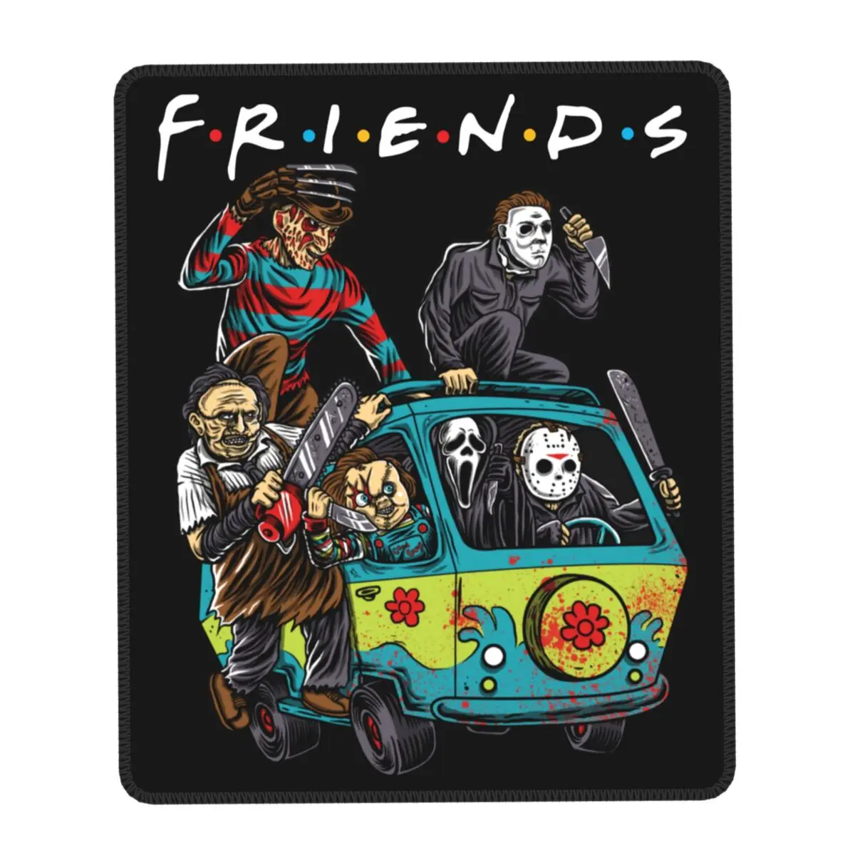 Horror Friends TV Show Gaming Mouse Pad Non-Slip Rubber Mousepad Gamer Computer Michael Myers Jason Voorhees Halloween Desk Mat