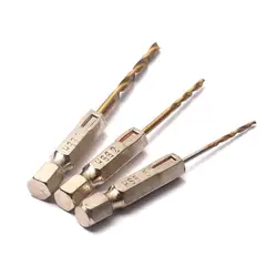 3Pcs 1.5/2/3mm HSS Drill Bit Titanium Coated With 1/4