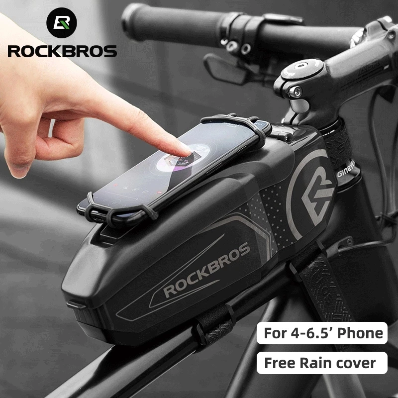 ROCKBROS Waterproof Bike Bag For 4-6.5\' Front Phone Bag Special PC Hard Shell With Free Raincover Motorcycle Bicycle Accessories