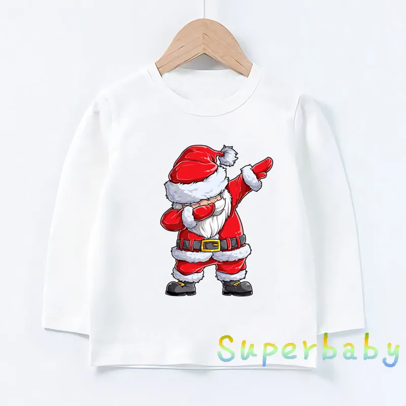 

Dabbing Santa Merry Christmas Cartoon Print Kids Funny T-Shirts Girls Clothes Baby Boys Long Sleeve T shirt Spring Children Tops