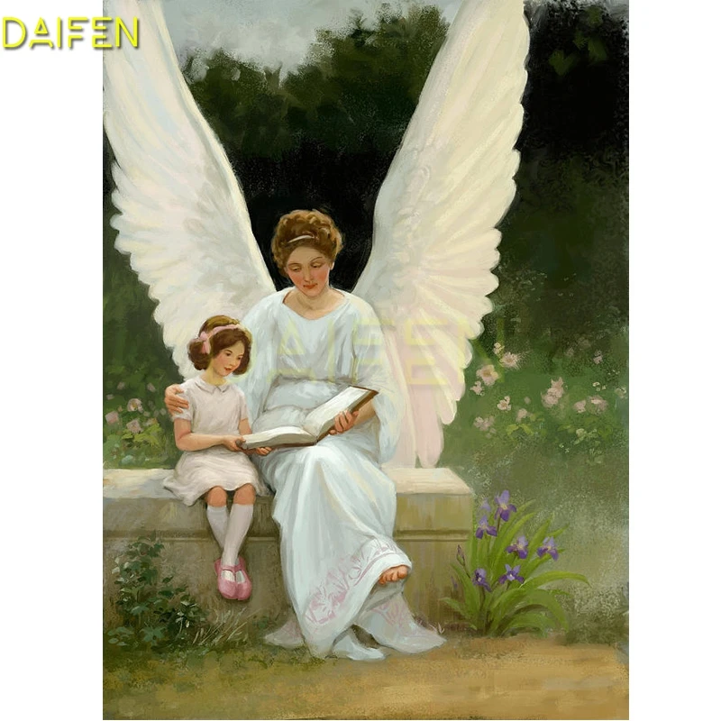 Full Square Diamond mosaic Virgin mary wings Full Round Diamond embroidery Cross stitch little girl 5D DIY Diamond painting book