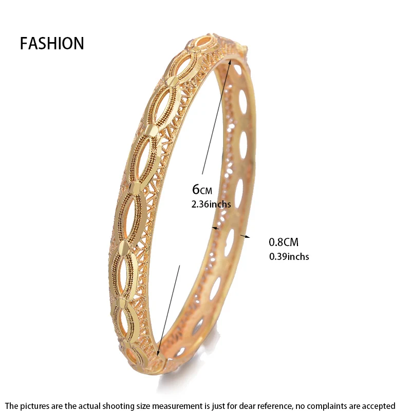 24K 4Pcs/lot Dubai Arab Kuwait Gold Color Bangles  For women Girl Arabic middle East bride African Bangels Bracelet Jewelr