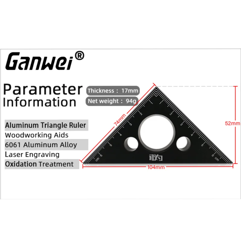 Ganwei Thickened Triangle Ruler Angle Protractor Miter Speed Square Measuring Ruler For Building Framing Woodworking Tools