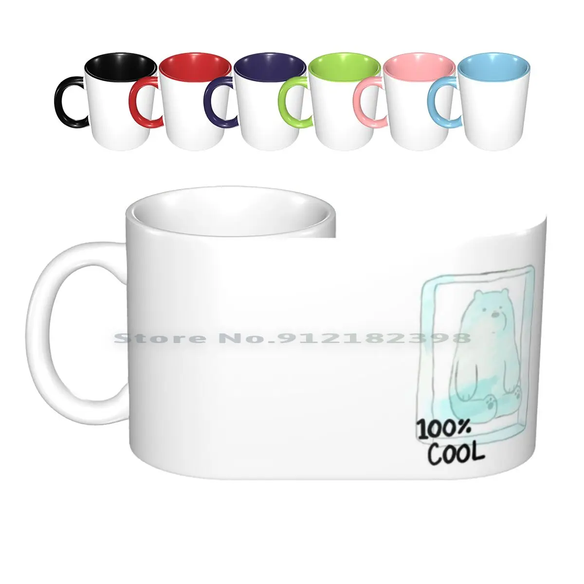 100% Cool Ice Bear-Ceramic Mugs Coffee Cups Milk Tea Mug Cartoon Cartoon Ice Icebear Ice Bear Polar Bear Winter Wintertime Bear