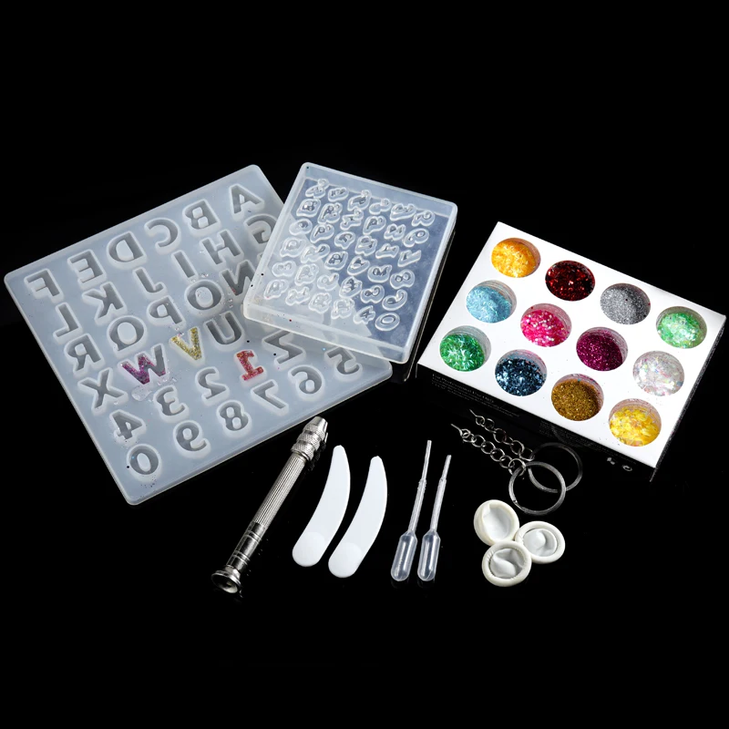 Jewelry Alphabet Letter Epoxy Resin Molds Set Resina Epoxi Silicone Mold UV Resin Resina Jewelry Casting Mold For Jewelry Making