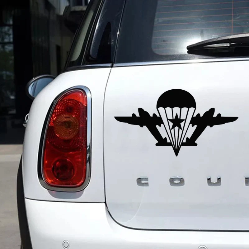 CS-220#11*20cm Airborne with a star without a paratrooper funny car sticker and decal white/black vinyl auto car stickers