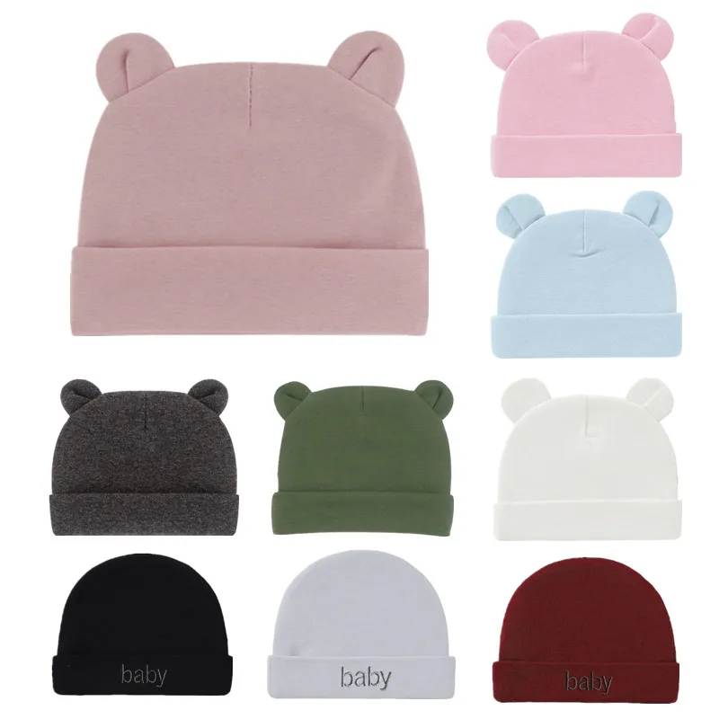 

1pc Pure Cotton Cute Baby Hat Soft Elastic Newborn Warm Beanie Cap Double Layers Bonnet Turban for 0-12 Months Baby Boys Girls