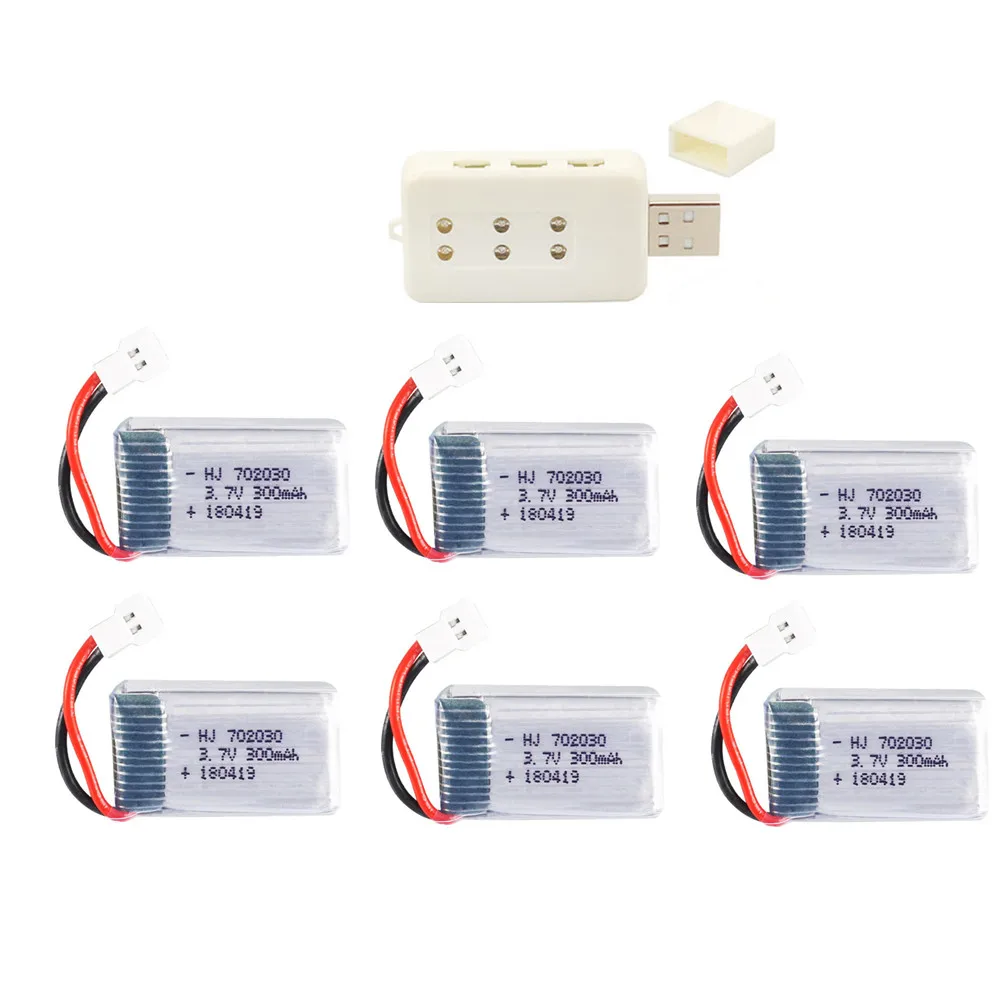 3.7V 300mAh 702030 lipo Battery + Charger Set For Syma X11 E55 FQ777 FQ17W F180 FY530 U816 U816A U830 X100 H107 S39-1 HD-1306
