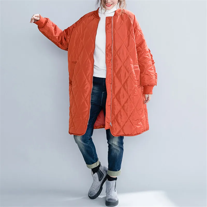 Autumn Winter Jackets Fashion Femme Women's Oversize Clothes Korean Long Paragraph fluffy Down cotton Parkas Coat Outerwear A848