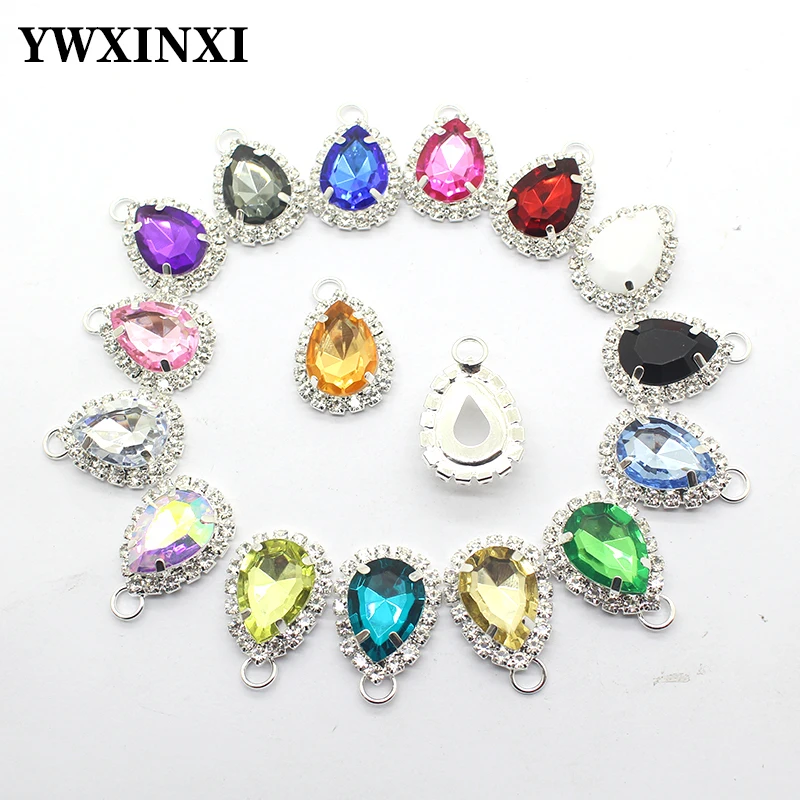 YWXINXI 10Pcs new 27 x 18MM flat bottom rhinestone dress decoration buckle, DIY hand-sewn wedding dress creative craftsmanship