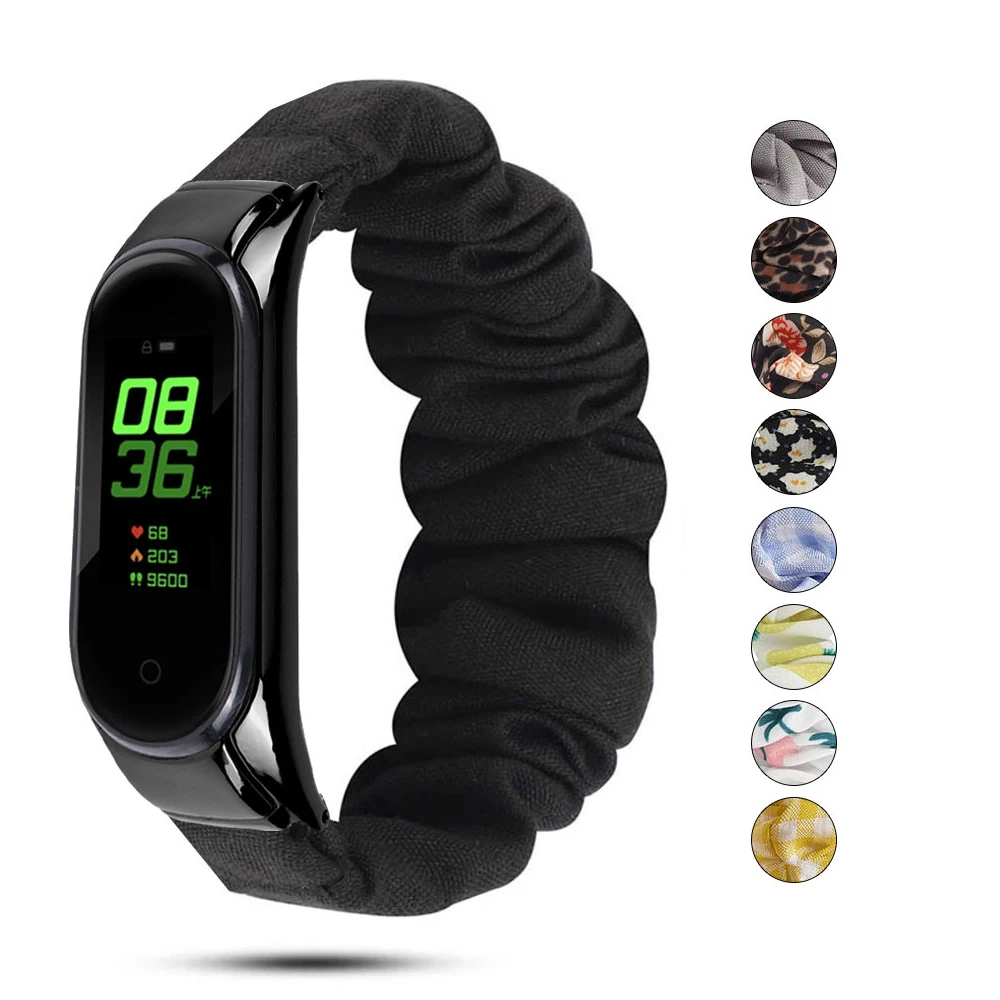 

Cotton nylon loop strap Compatible with Xiaomi Mi band 5 4 3 Replacement bracelet wristband for Millet bracelet Mi 3 4 5 strap