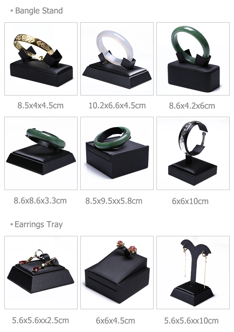 Jewelry Retail Store Black PU Ring Earring Stand Holder Bust Bangle Organzier Set Jewelry Pendant Necklace Chain Chokers Display
