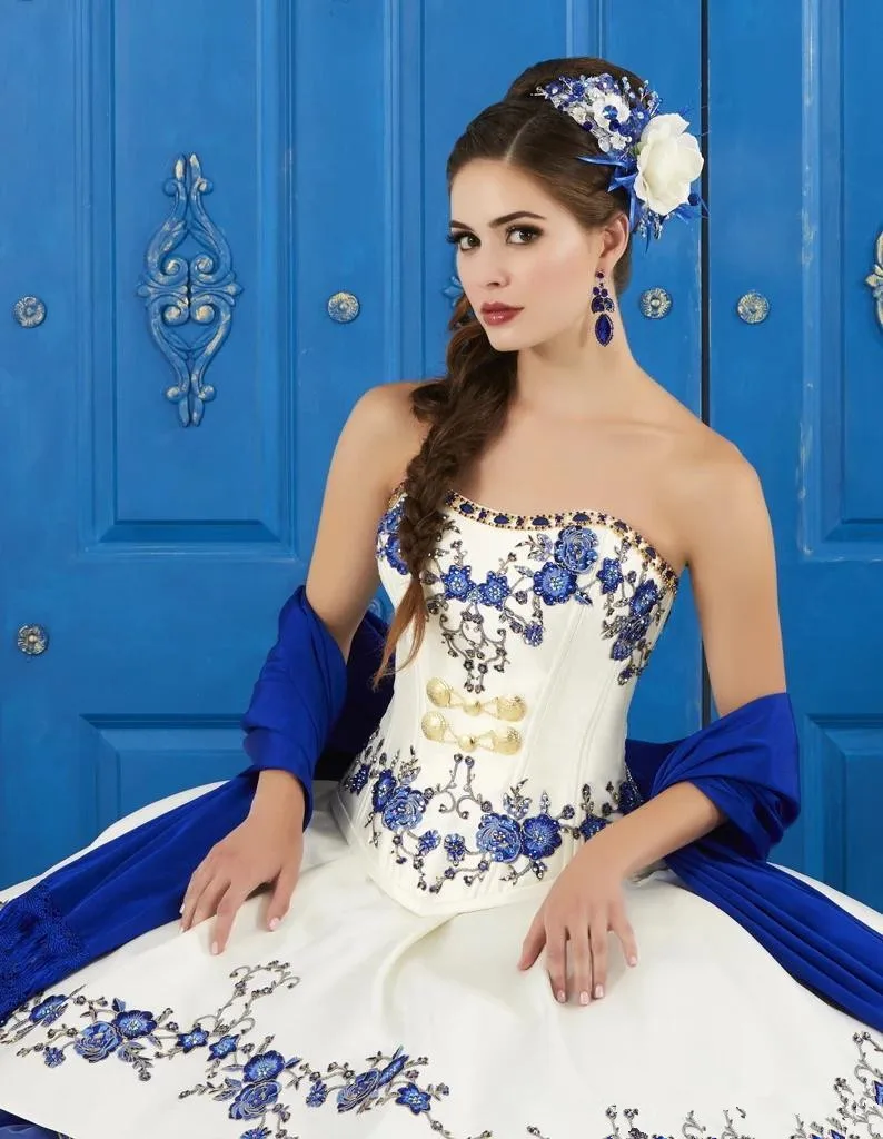 فساتين Quinceanera مكشكشة بدون حمالات تنورة منتفخة دانتيل مطرز الأميرة سويتي 16 بنات حفلة تنكرية فستان حفلة موسيقية