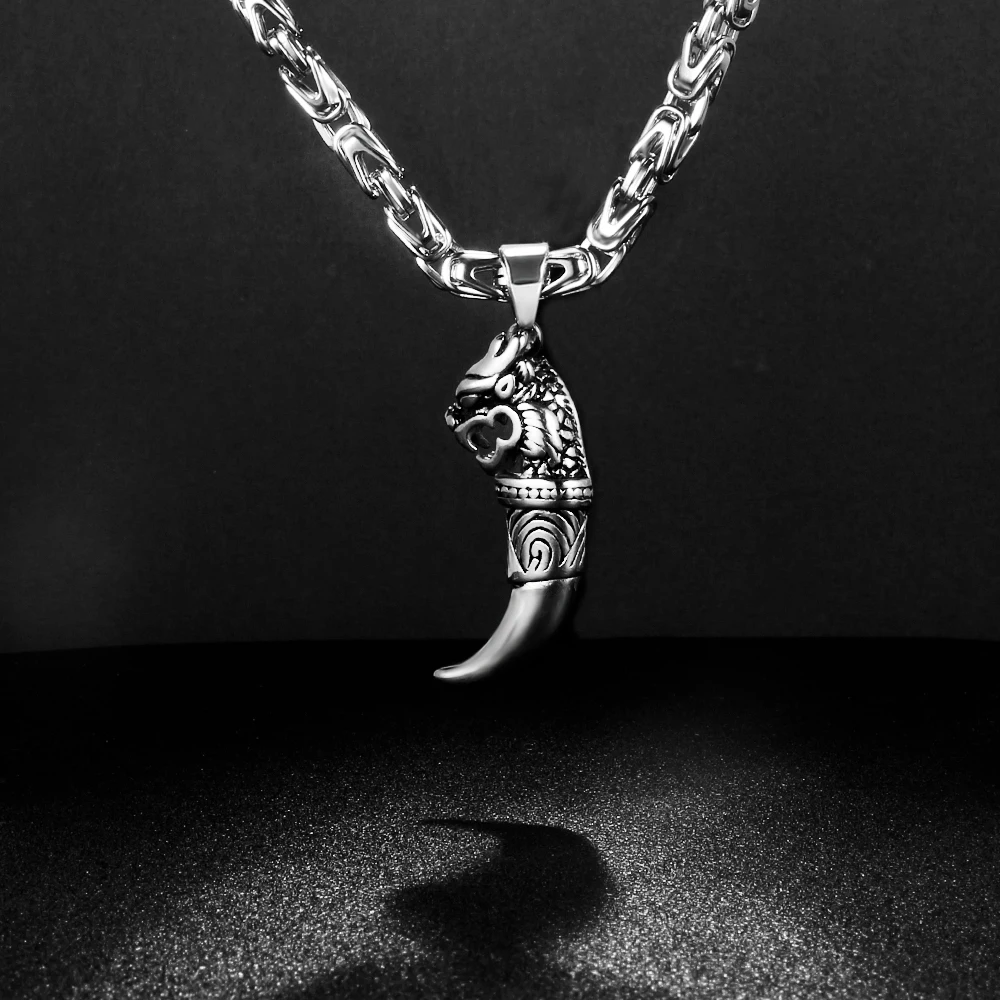 2021 New Byzantine Chain Necklaces For Men Punk 316L Stainless Steel Wolf Pendant Necklace Emperor Chain Fashion Jewelry Gifts